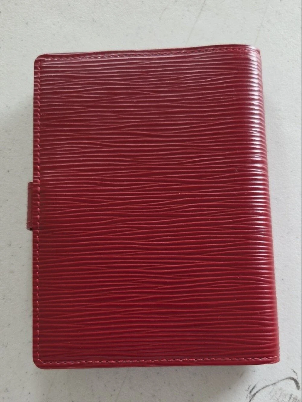 Louis Vuitton Red Epi Textured Leather Folio Phone Case with Snap Strap